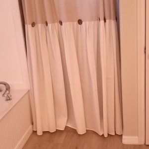 Farmhouse Style Linen Button Shower Curtain